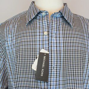 Michael Kors Long-Sleeve Cotton Checkered Button Down Shirt M Medium NWT